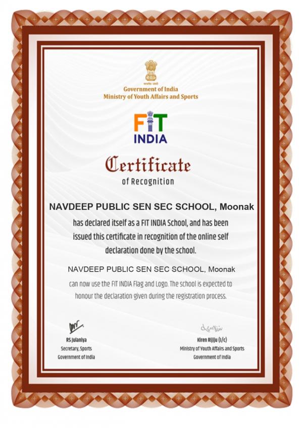 Fit India Certificate